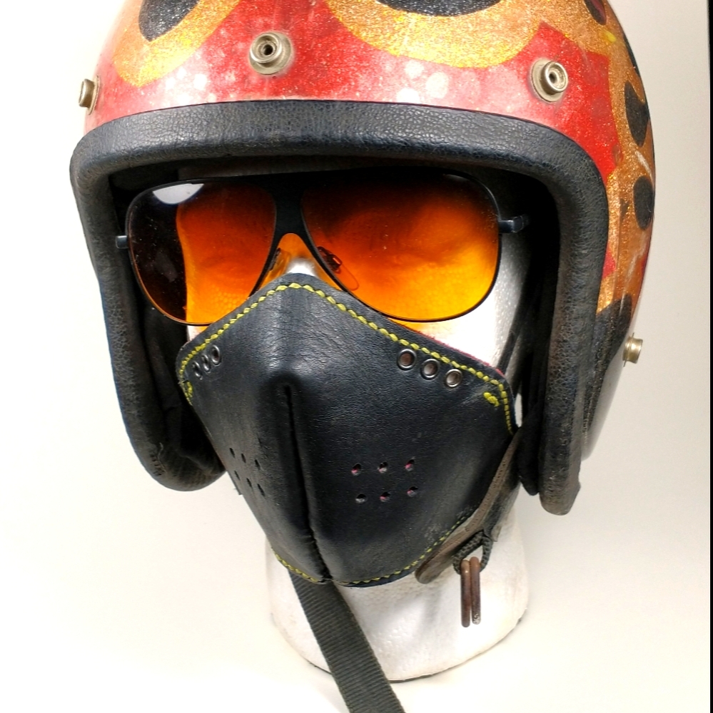 Hand Stitched Biker Leather Half Mask
